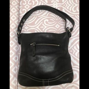 COACH black leather duffle crossbody bag